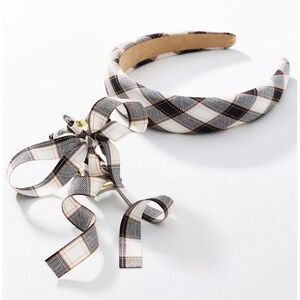 ANTHROPOLOGIE Plaid Headband & Bow Hair Claw Clip Set - Black ($34 Retail, NWT)